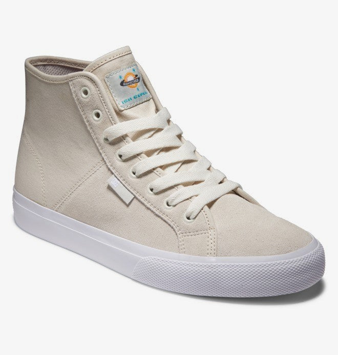 DC Manual High Top Skate Shoes - White/Orange Suede