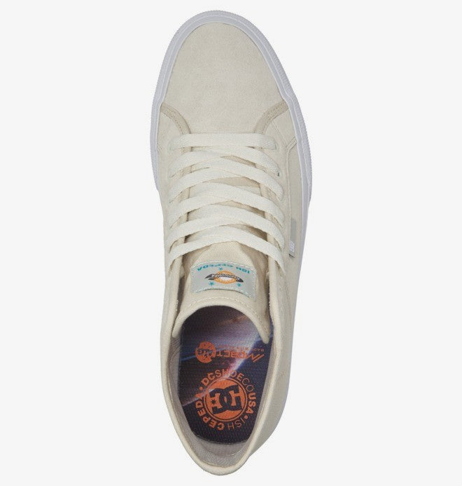DC Manual High Top Skate Shoes - White/Orange Suede