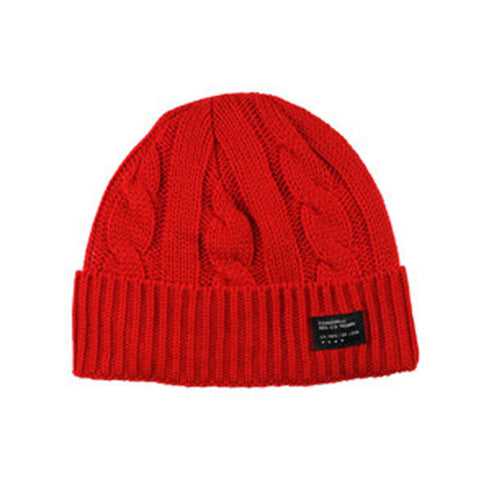 Fourstar Cable Knit Fold Beanie - Red