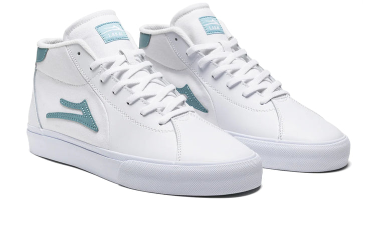 Lakai Flaco II Mid Skate Shoes - White/Nile Leather