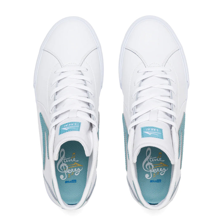 Lakai Flaco II Mid Skate Shoes - White/Nile Leather