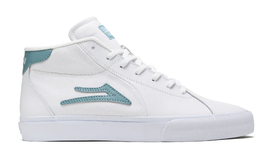 Lakai Flaco II Mid Skate Shoes - White/Nile Leather