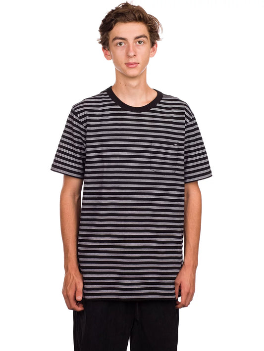 Vans Oakden Striped T Shirt - Black/White