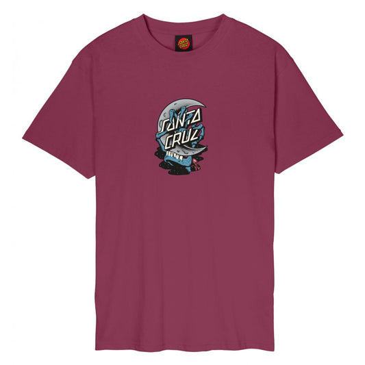 Santa Cruz Crescent Bone T Shirt - Burgundy