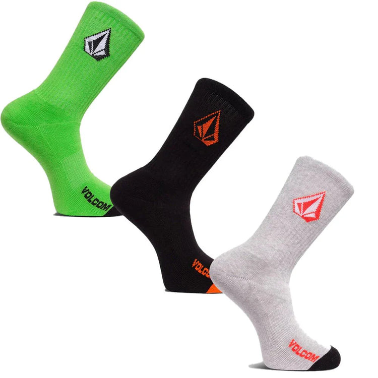 Volcom Full Stone Socks 3 Pack - Electric Green